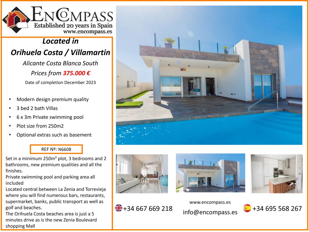 New villas for sale with pools Spain Costa Blanca